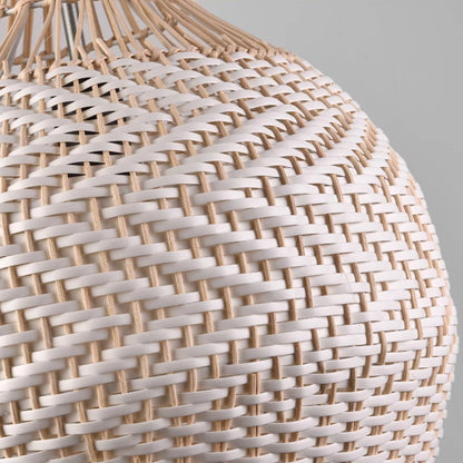 Merock White Rattan Dome Pendant Light wicker shade