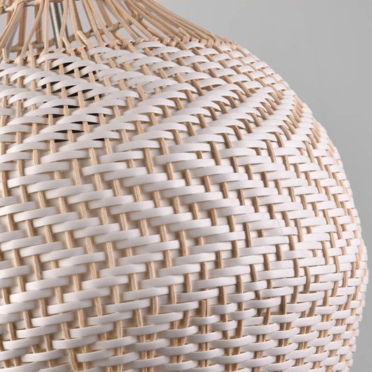 Merock White Rattan Dome Pendant Light wicker shade