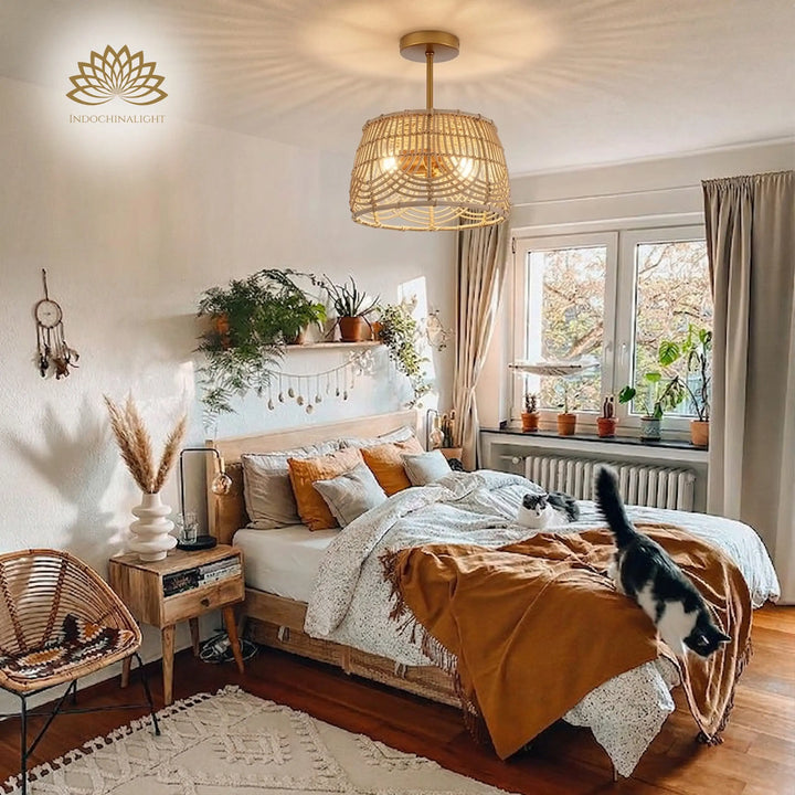 MhyTogn Rattan Ceiling Light