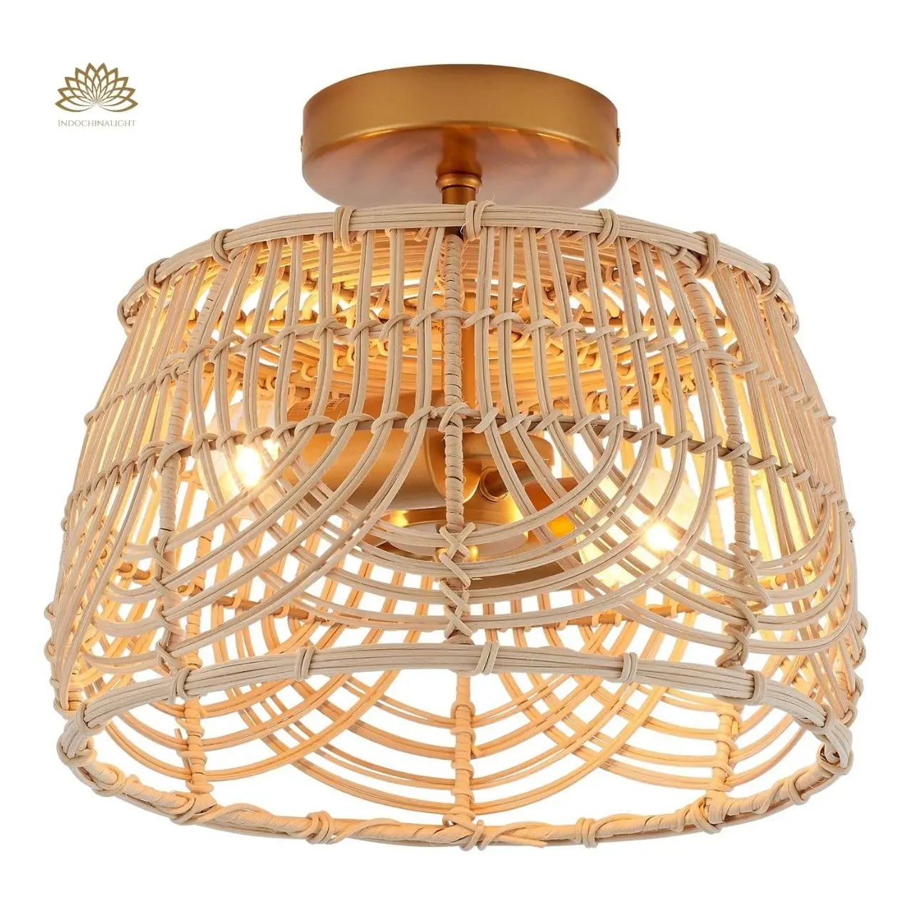 MhyTogn Semi Flush Mount Rattan Ceiling Light