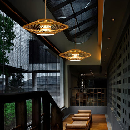 minimalist modern bamboo chandelier pendant light for stairwell