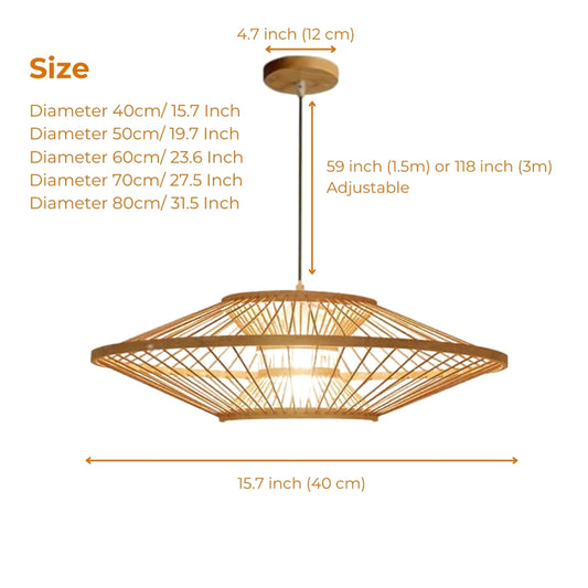 minimalist modern bamboo chandelier pendant light size
