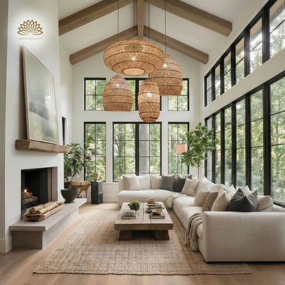 Minna rattan pendant 1-light in modern living room