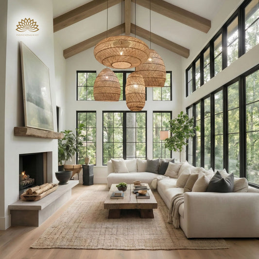 Minna rattan pendant 1-light in modern living room