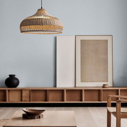 Moijabana dome basket rattan pendant light for Japandi living room