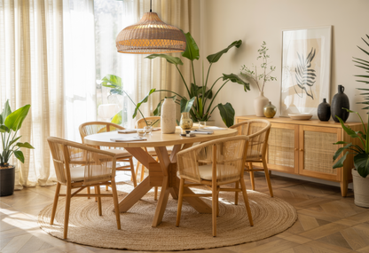 Moijabana rattan dome basket pendant light for Boho Dining Room