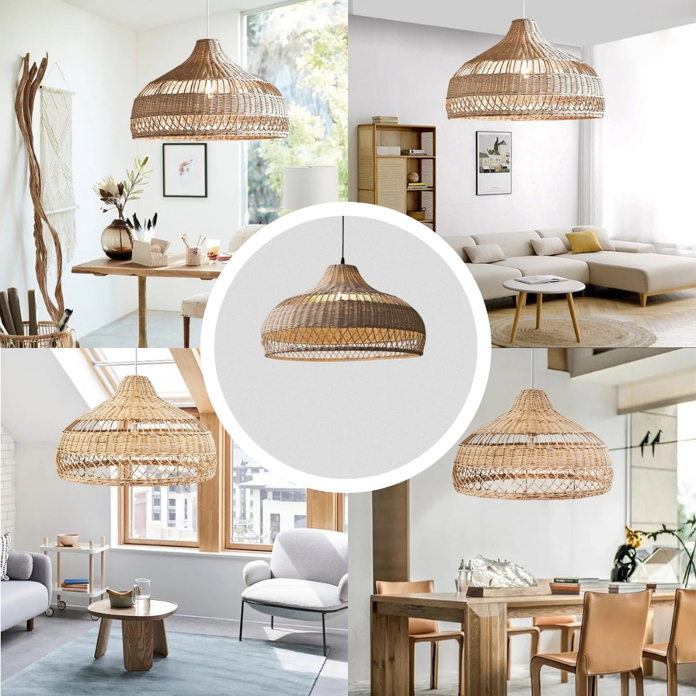 Moijabana rattan wicker woven dome basket pendant light for various rooms