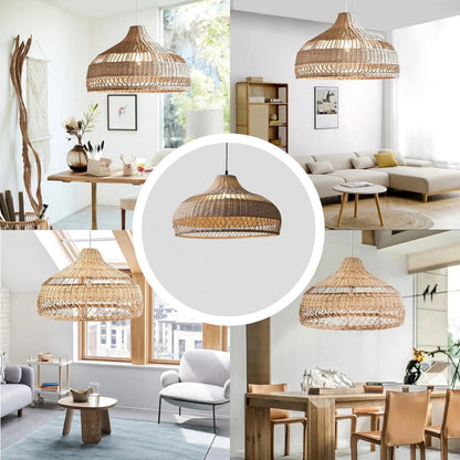 Moijabana rattan wicker woven dome basket pendant light for various rooms