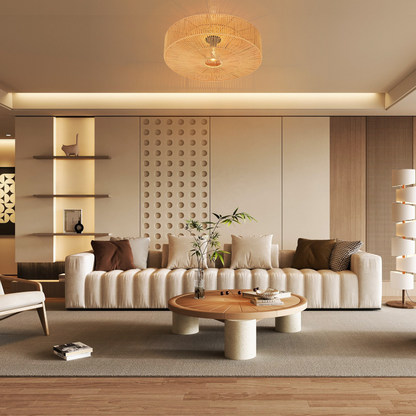 Monike Classic Rattan Drum Light in Living Room