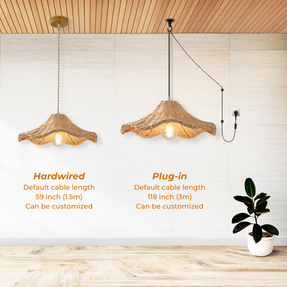 Mounting Types of Ariel Rattan Wavy Pendant Light