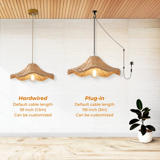 Mounting Types of Ariel Rattan Wavy Pendant Light