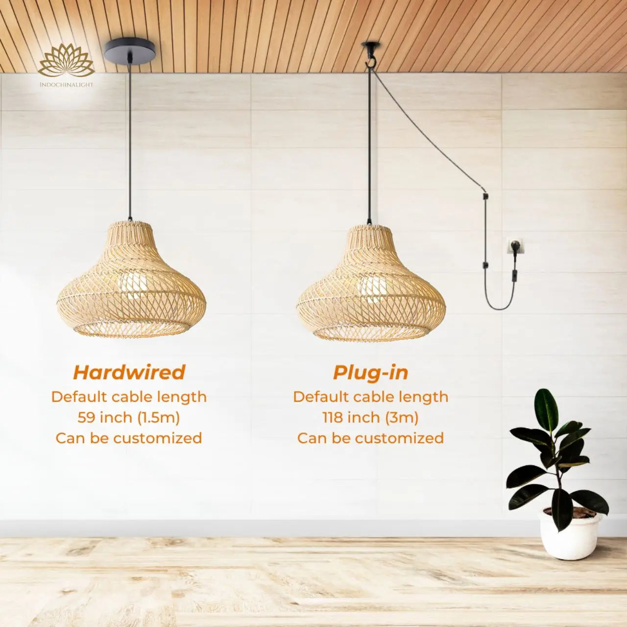 Mounting Types of Dakota Natural Rattan Dome Pendant Light