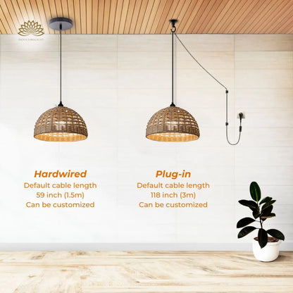 Mounting Types of Eauso Rattan Wicker Pendant Light