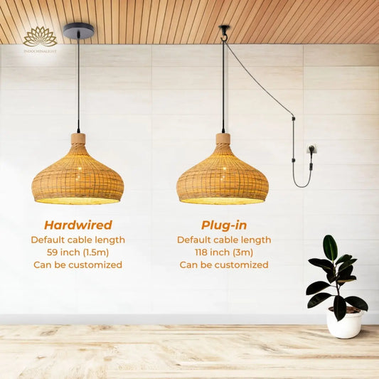Mounting Types of Rasa Bamboo Woven Dome Pendant Light