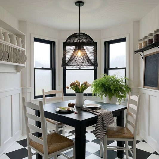 Nassa Black Rattan Pendant Light Dining Room