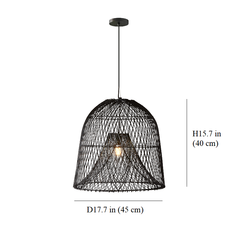 Nassa Black Rattan Pendant Light Medium Size Shade