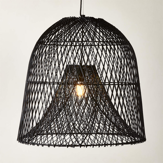 Nassa Large Black Rattan Pendant Light