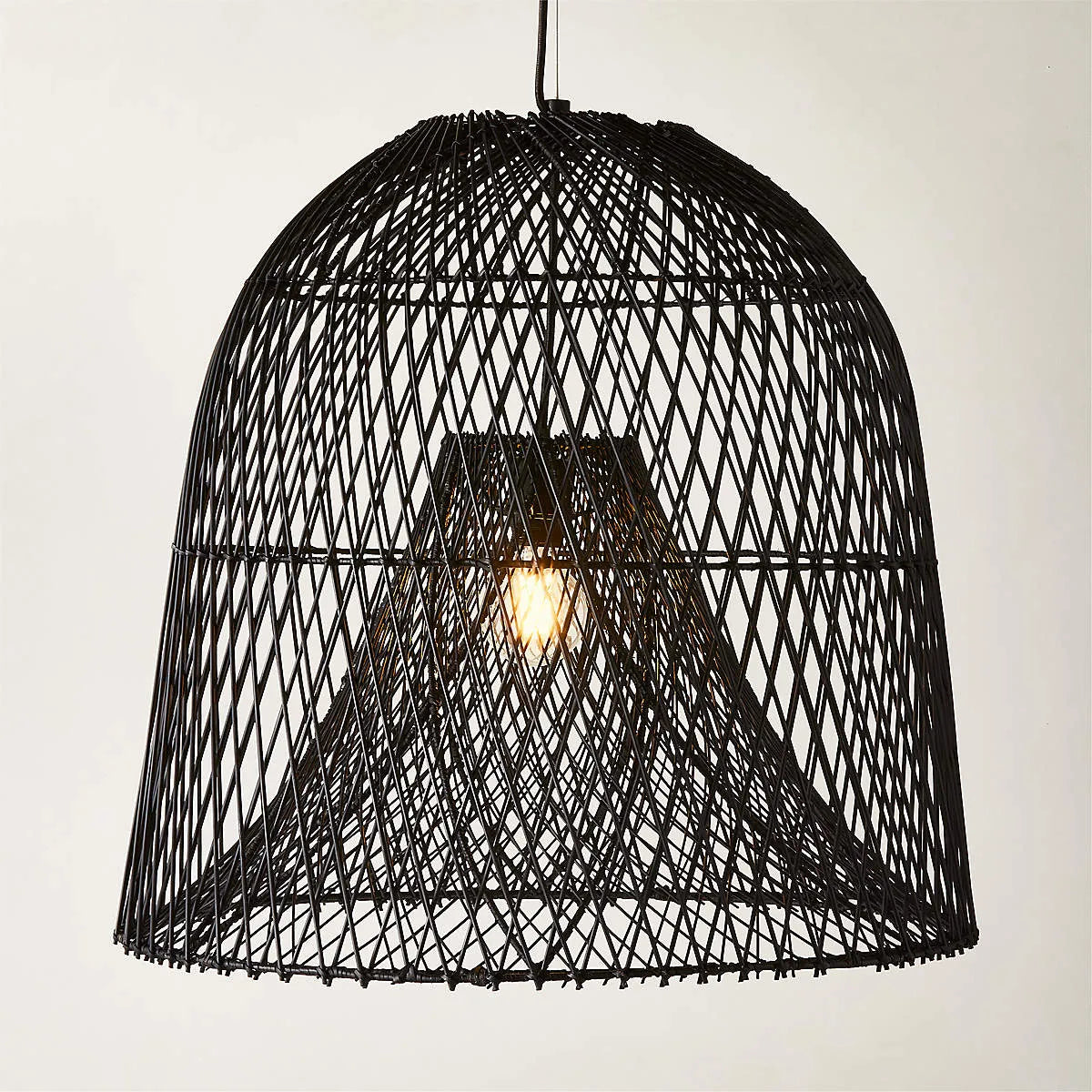 Nassa Large Black Rattan Pendant Light