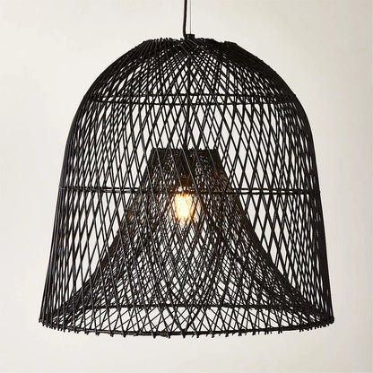 Nassa Large Black Rattan Pendant Light