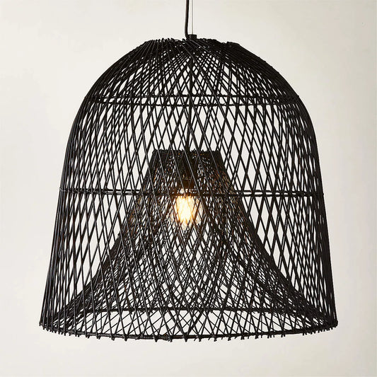 Nassa Large Black Rattan Pendant Light