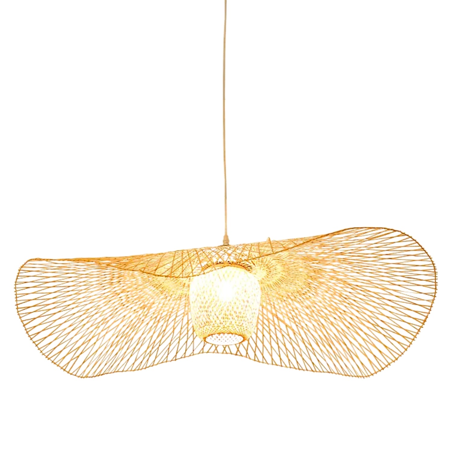 Natural Bamboo Lotus Leaf Woven Pendant Lamp