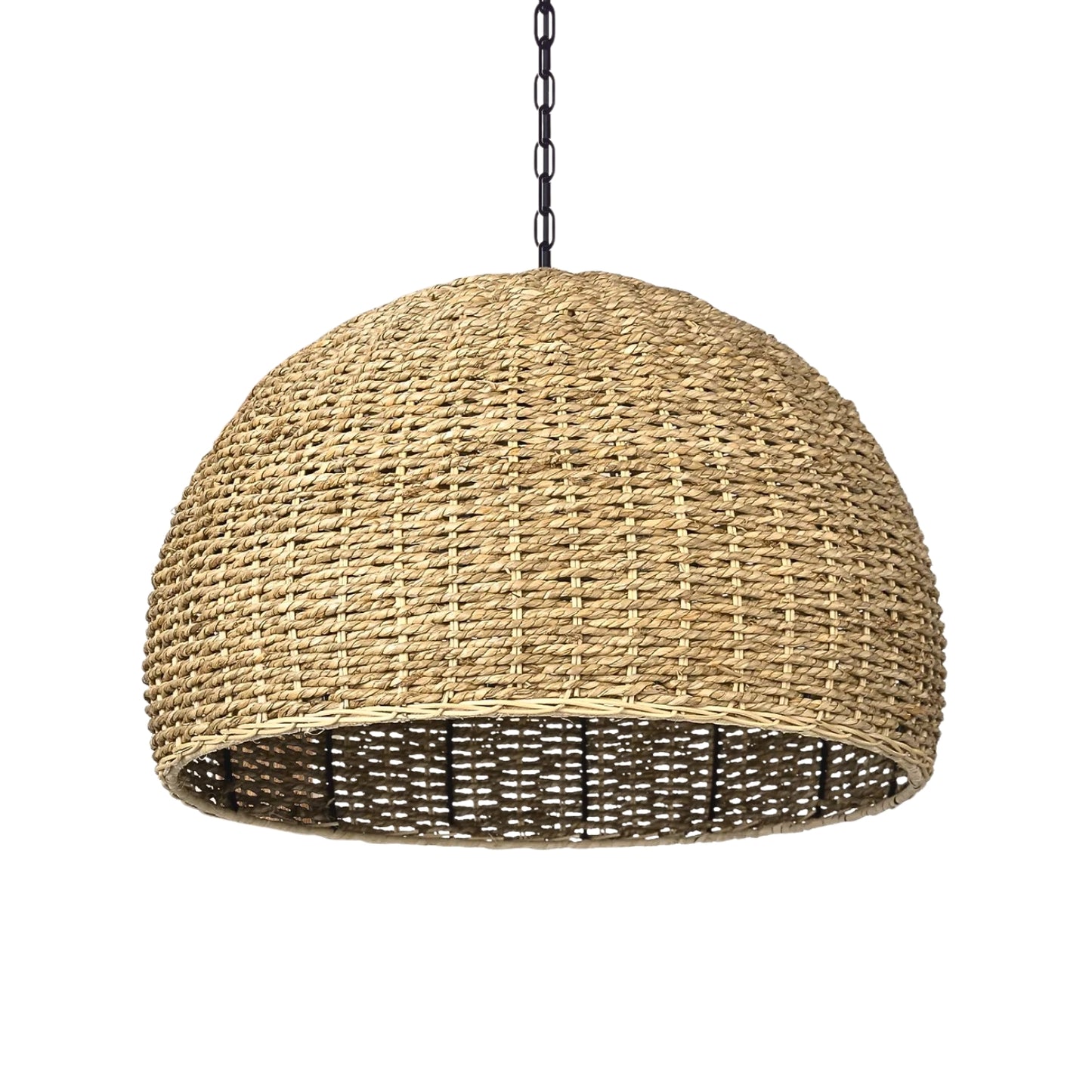 Natural Bowl Grey Wicker Pendant Light