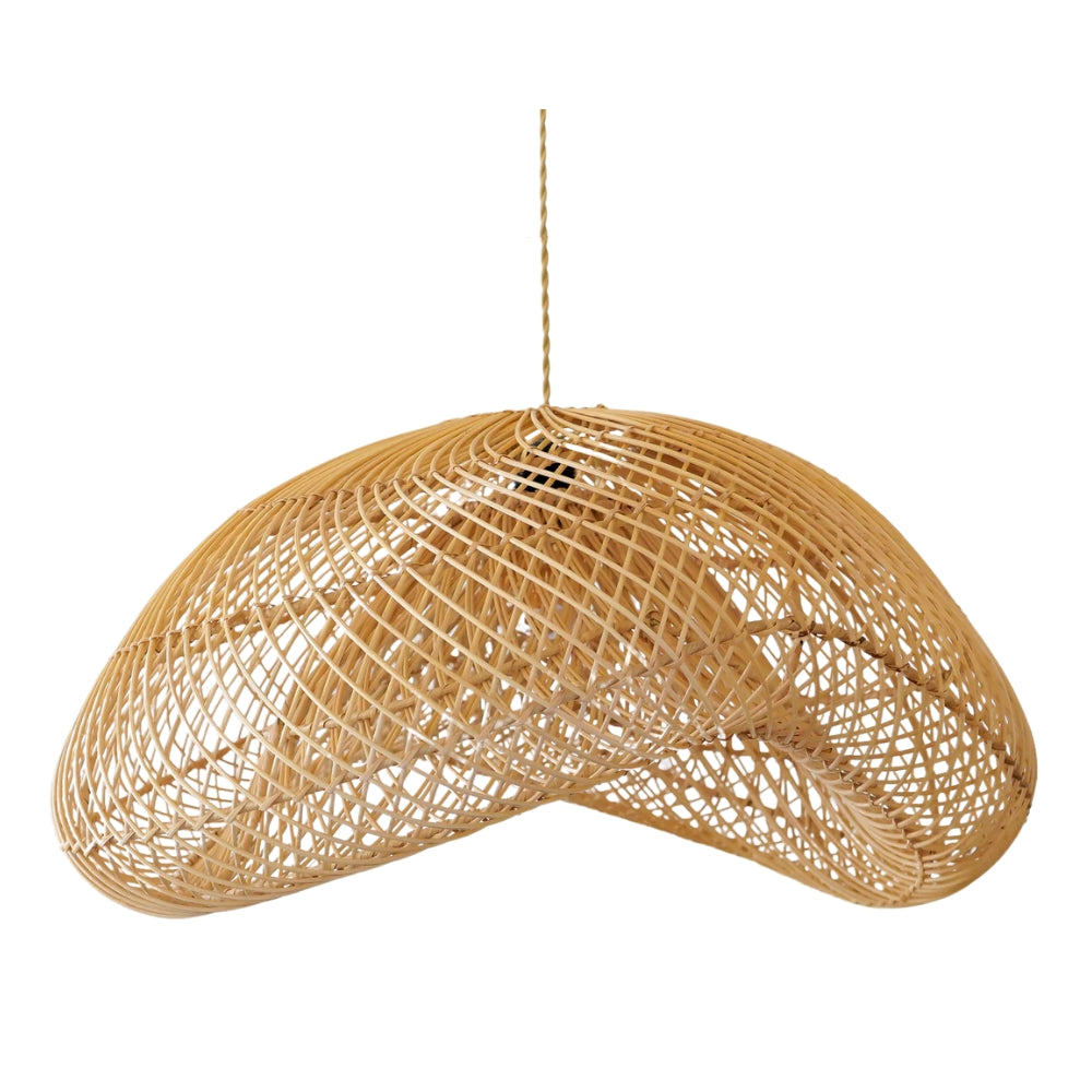 natural rattan wave pendant light