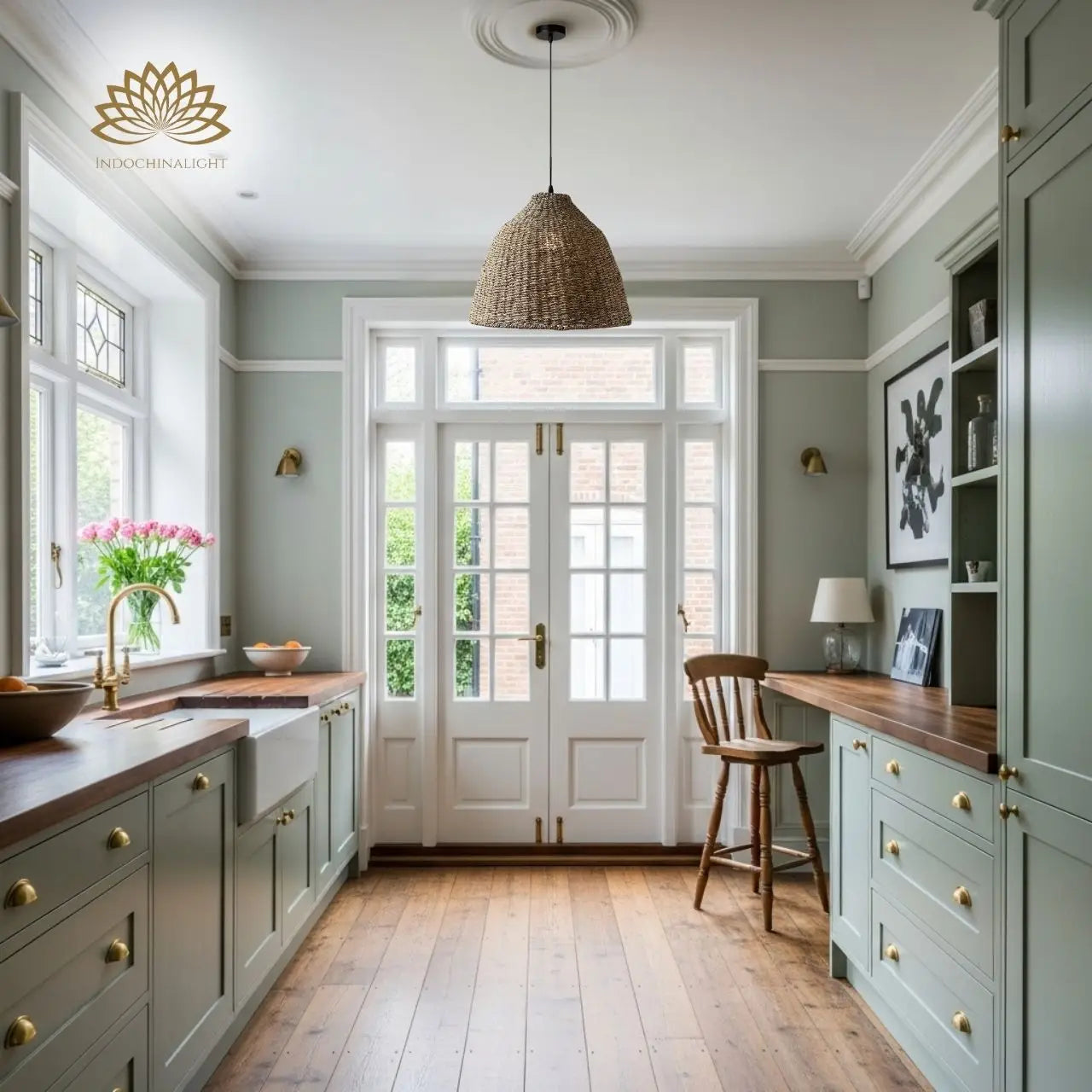 Nehara Wicker Pendant Light for kitchen island