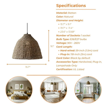 Nehara Wicker Pendant Light's specifications