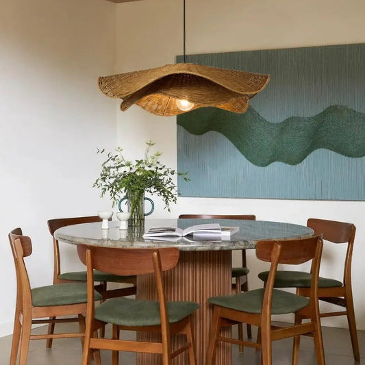Nina Campbell Natural Velero Rattan Pendant Light for home Dining Space