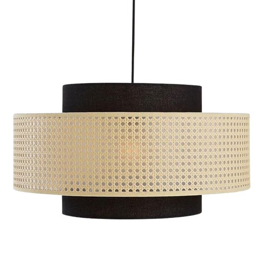 Nivara Black and Rattan Pendant Light