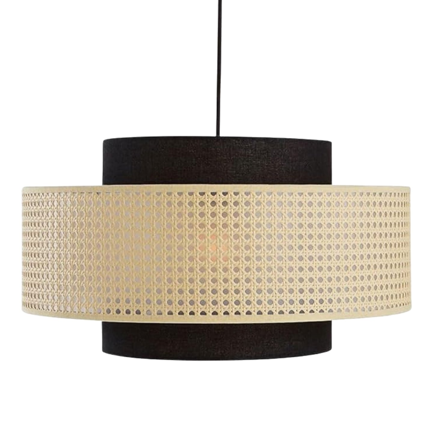 Nivara Black Rattan Drum Pendant Light