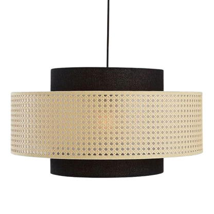Nivara Black Rattan Drum Pendant Light