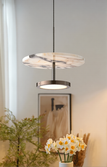 Noctra Double-Disc Marble Pendant Light - Handcrafted Wabi Sabi Pendant Light | IndochinaLight