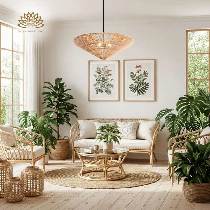 Large Umbrella Rattan Pendant Light