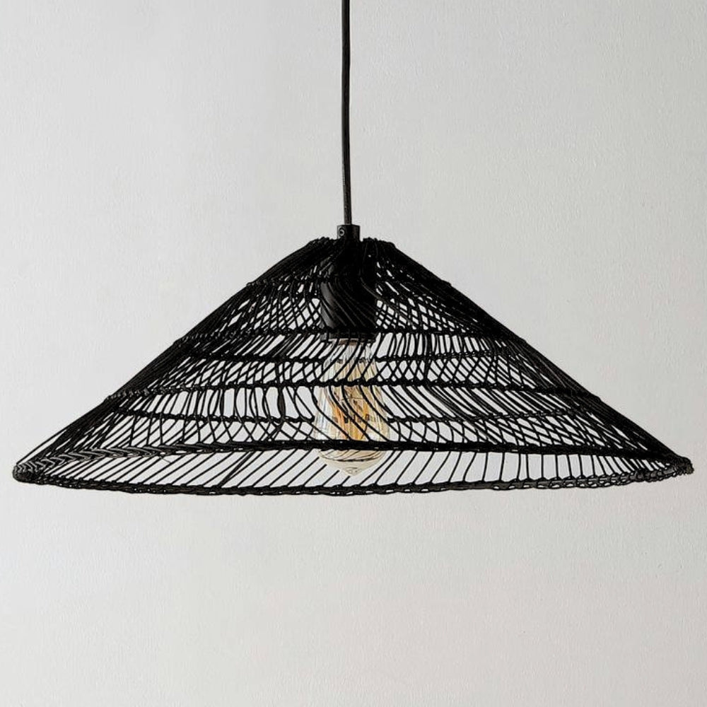 Nova Black Rattan Pendant Light Fixture