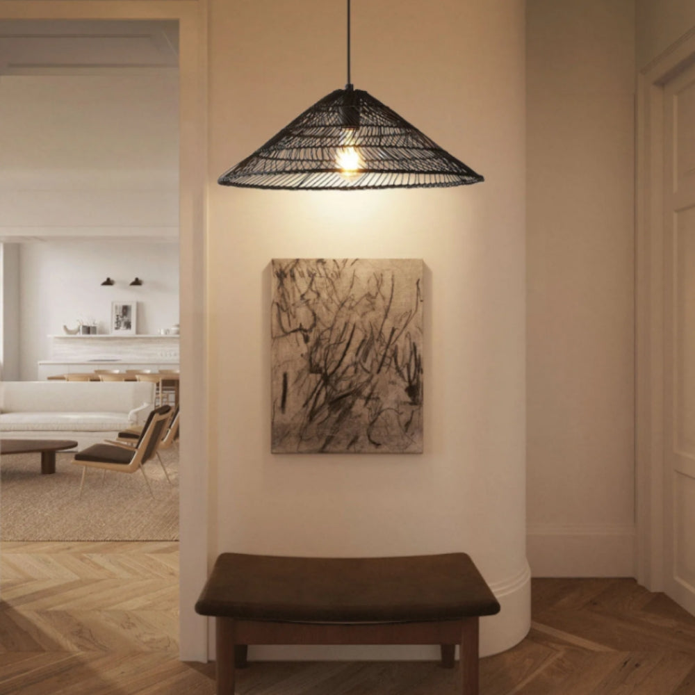 Nova rattan black pendant light effect