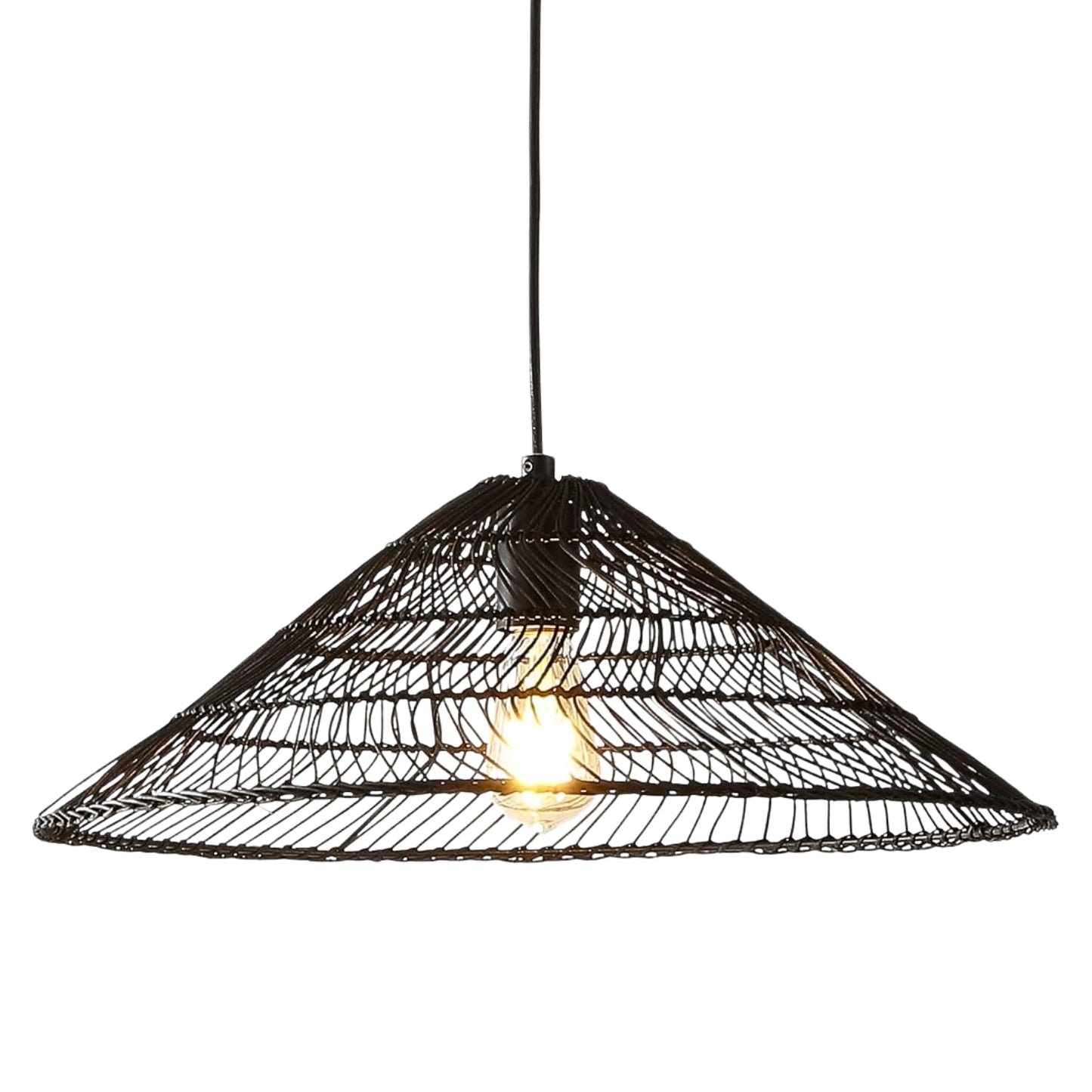 Nova Rattan Pendant Light Black Shade