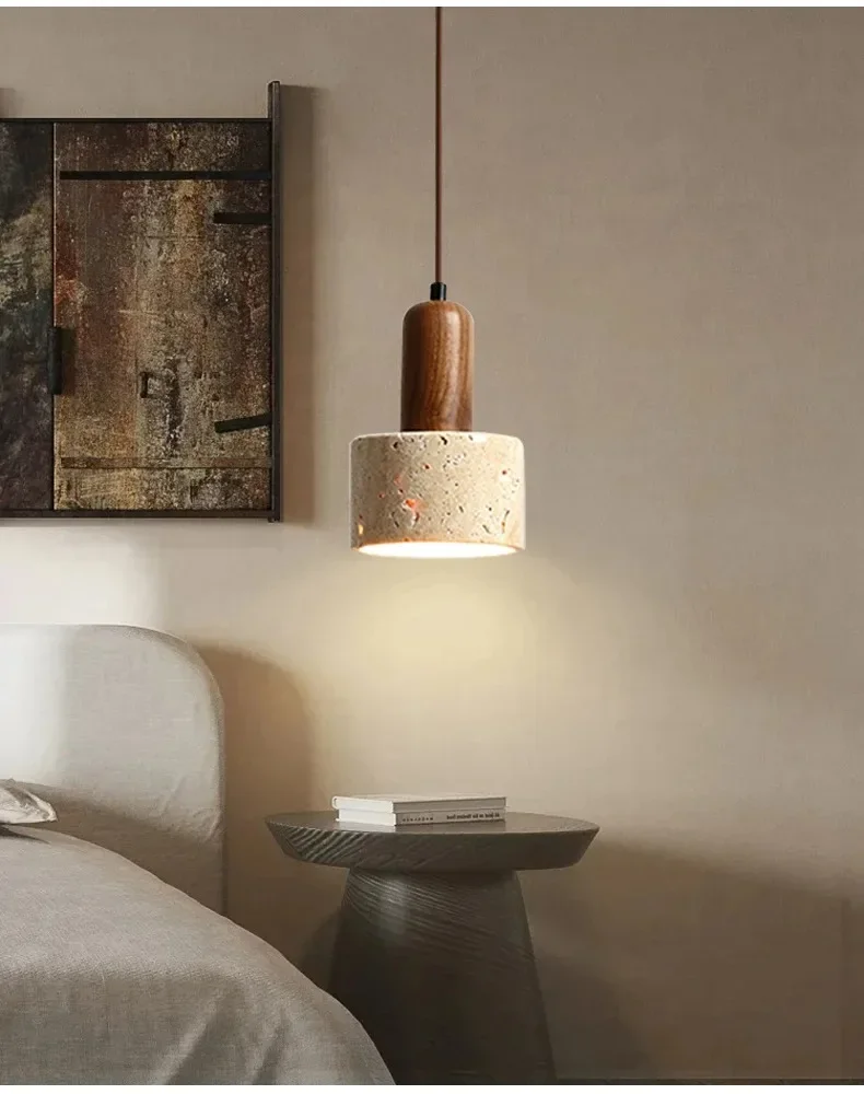 Ora Cylinder Stone Pendant Lights for Wabi Sabi Bedroom