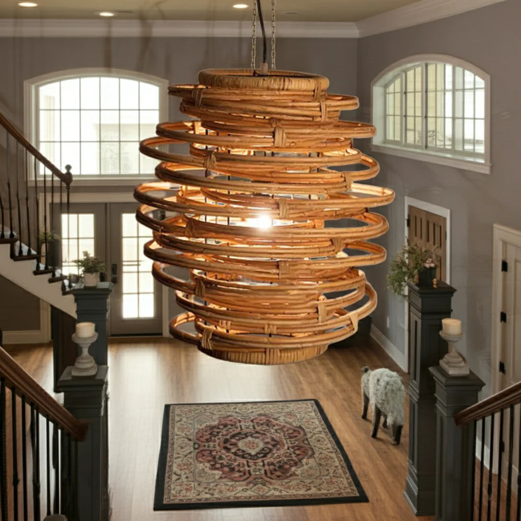 Oriana Bamboo Pendant Light for Stairwell