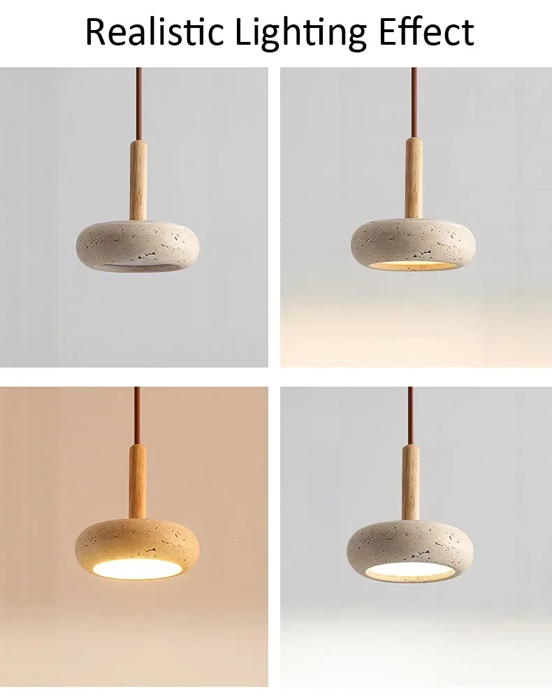 Osho Wabi Sabi Round Natural Stone Pendant Lights in Realistic Effect