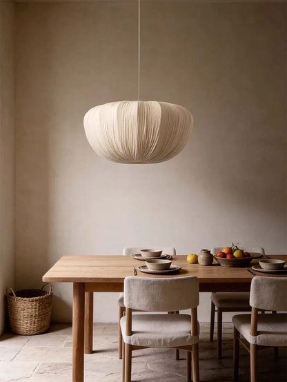 Ostrea Oversized Minimalist Fabric Wabi-Sabi Pendant Light - Handcrafted Wabi Sabi Pendant Light | IndochinaLight