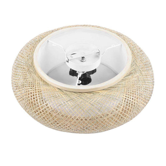 Oukaning Large Round Bamboo Pendant Light Fixture