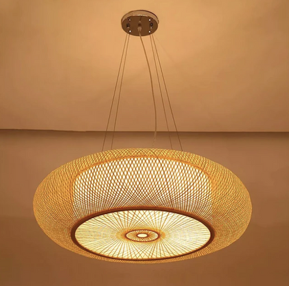 Oukaning Round Bamboo Hanging Light