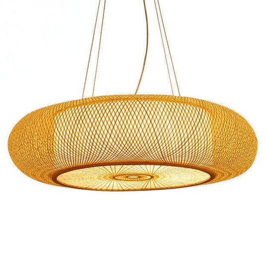 Oukaning Round Bamboo Pendant Light