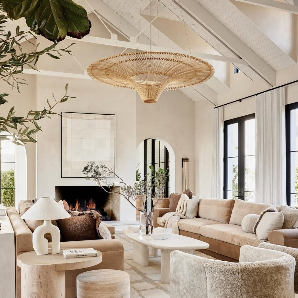 outdoor wicker pendant light in living room