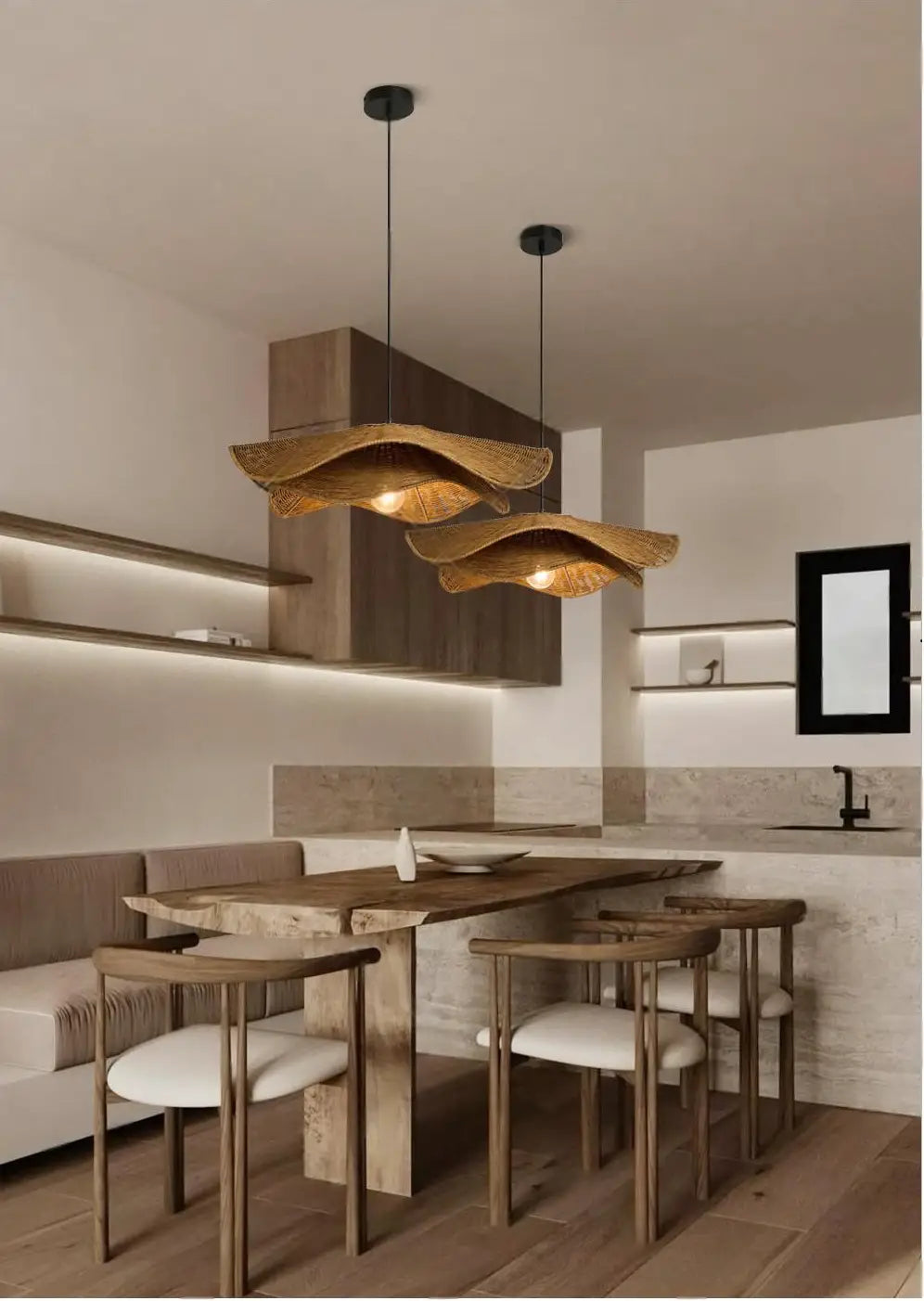 Nina Campbell Natural Velero Wicker Rattan Pendant Light