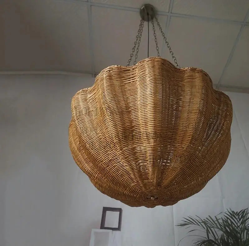 Daisy Flower Wicker Rattan Pendant Light