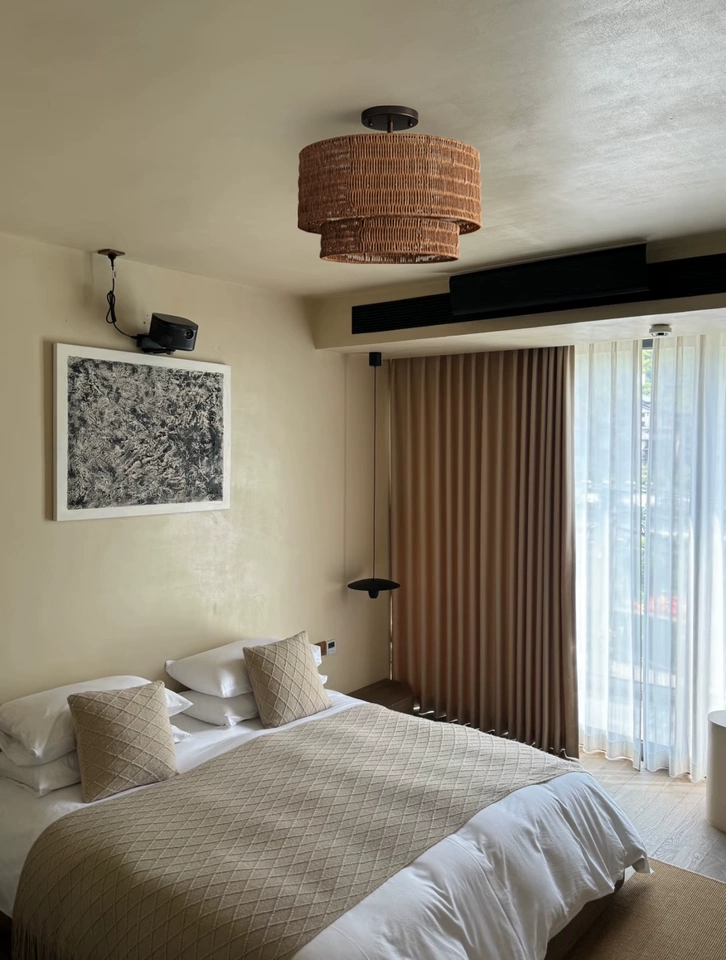 Paloma rattan double drum lighting for bedroom