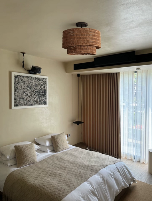 Paloma rattan double drum lighting for bedroom